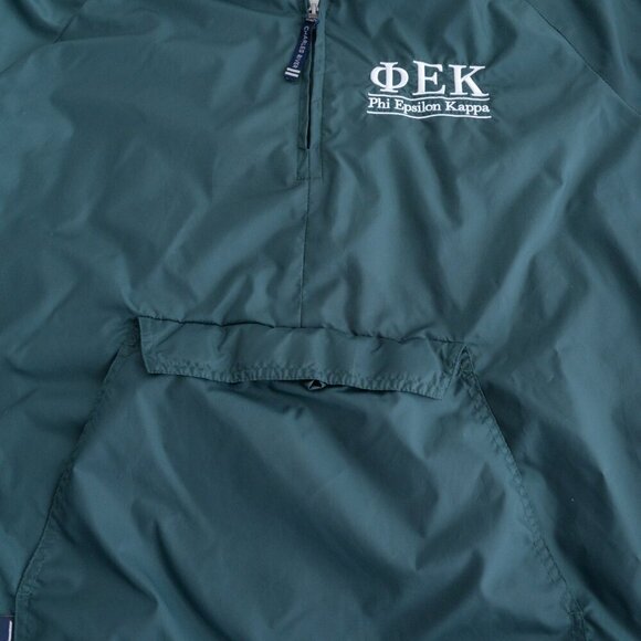 VTG Charles River Apparel Frat House Collegiate Green Pullover Nylon Jacket M - Picture 7 of 11